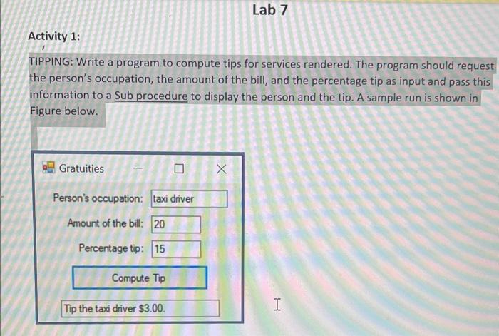 Solved TIPPING: Write a program to compute tips for services | Chegg.com