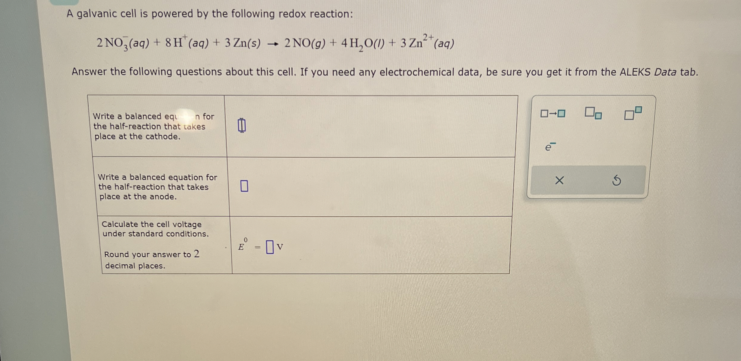 Solved A galvanic cell is powered by the following redox | Chegg.com
