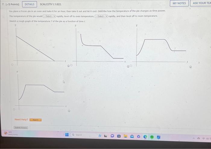 Solved Shown is a graph of the global average temperature T | Chegg.com