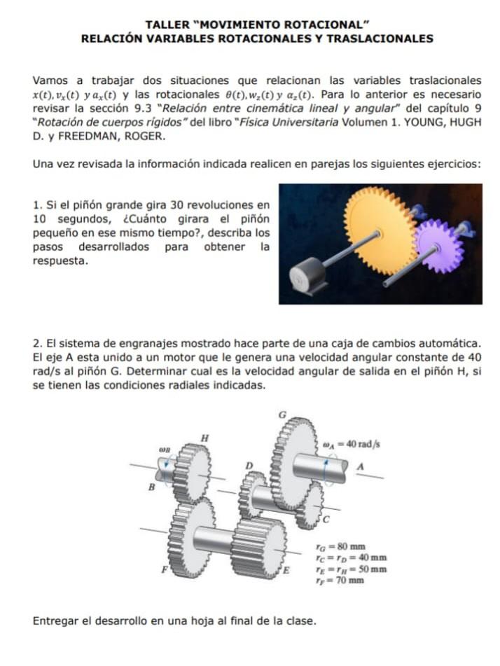 Vamos a trabajar dos situaciones que relacionan las variables traslacionales \( x(t), v_{x}(t) y a_{x}(t) \) y las rotacional