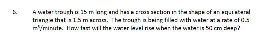 Water Trough Math Problem Solved A water trough is 15m long and has a cross section | Chegg.com