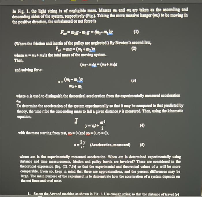 Newtons Second Law the Atwood Machine Lab Report Summary