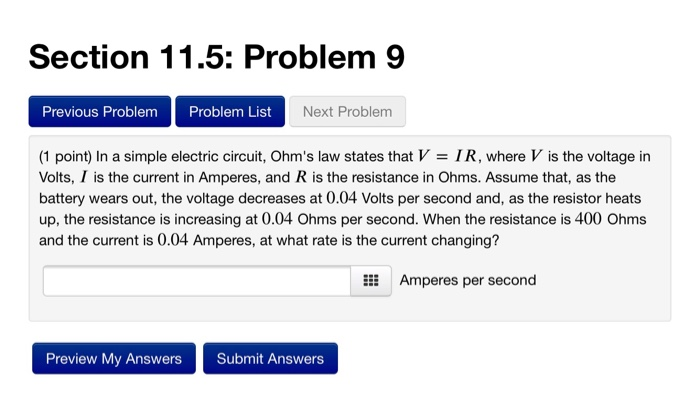 Solved Section 11.5: Problem 9 Previous Problem Problem List | Chegg.com
