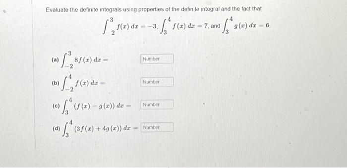 Solved Evaluate The Definte Integrals Using Properties Of 9532