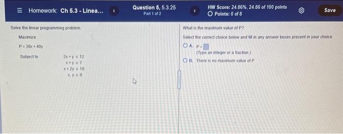 Solved Homework: Ch 5.3 - Linea... Question 6, 5.3.25 Part 1 | Chegg.com