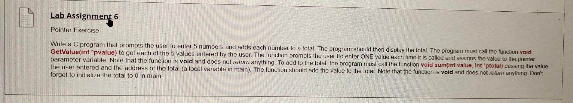 Solved Lab Assignment 6 Pointer Exercise Write a C program | Chegg.com