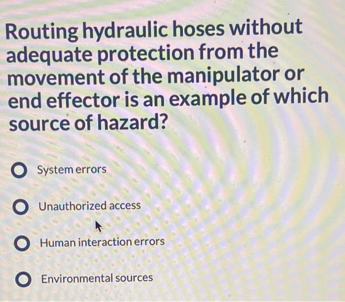 Solved Routing hydraulic hoses without adequate protection | Chegg.com