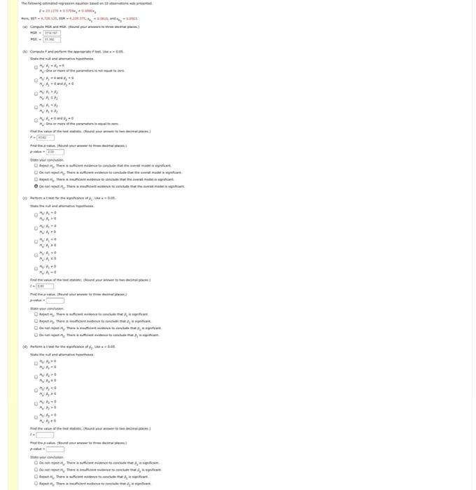 Solved The following estimated regression equation based on | Chegg.com