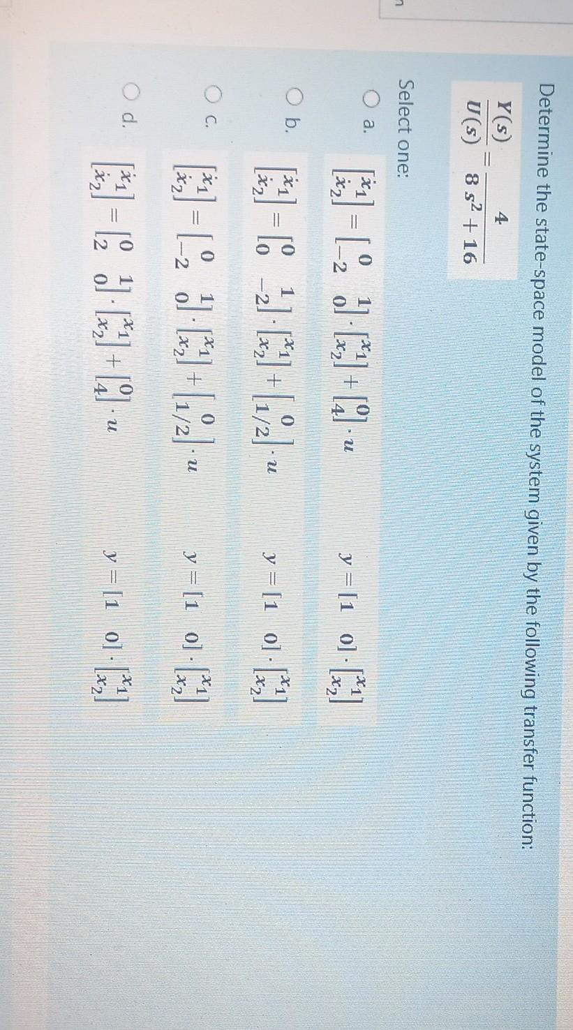 Solved Determine The State-space Model Of The System Given | Chegg.com