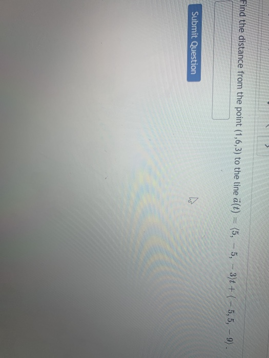 Solved Find the distance from the point (1,6,3) to the line | Chegg.com