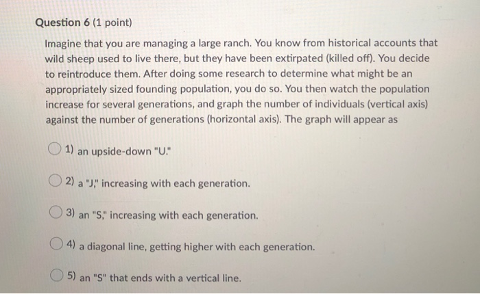 Solved Question 1 (1 point) If the availability of food is | Chegg.com