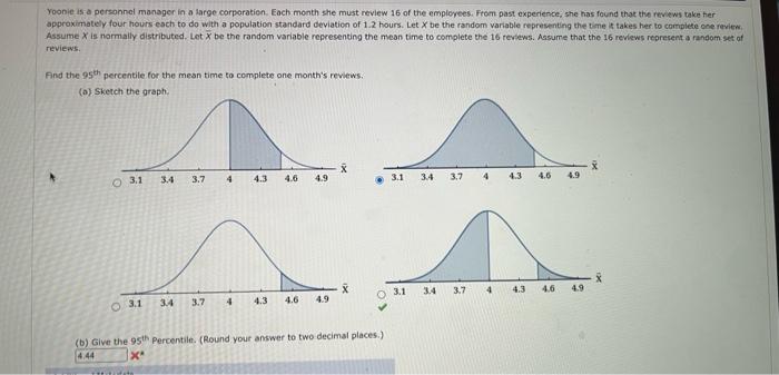 Solved Reviews. Find The 95th Percentile For The Mean Time | Chegg.com