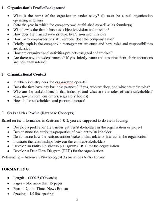 Solved 1 Organization's Profile/Background - What is the | Chegg.com