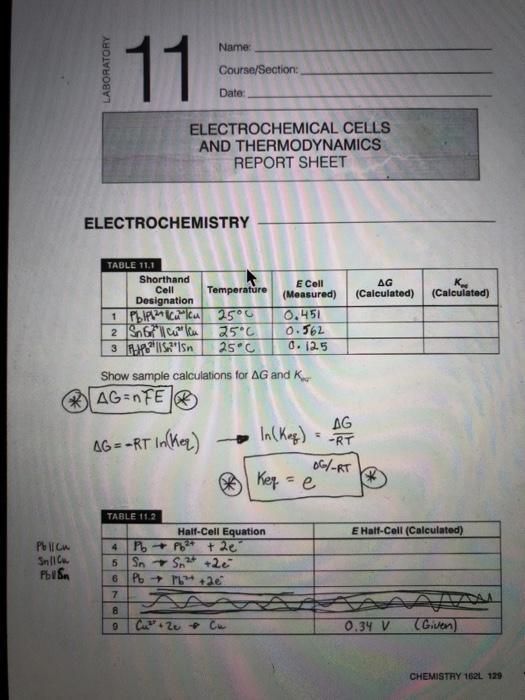Solved Name LABORATORY 11 Course/Section Date