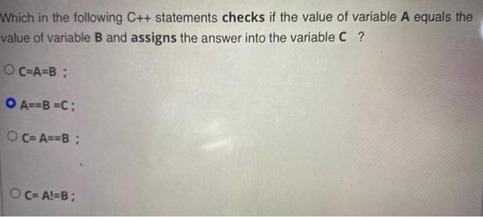 Solved Which in the following C++ statements checks if the | Chegg.com