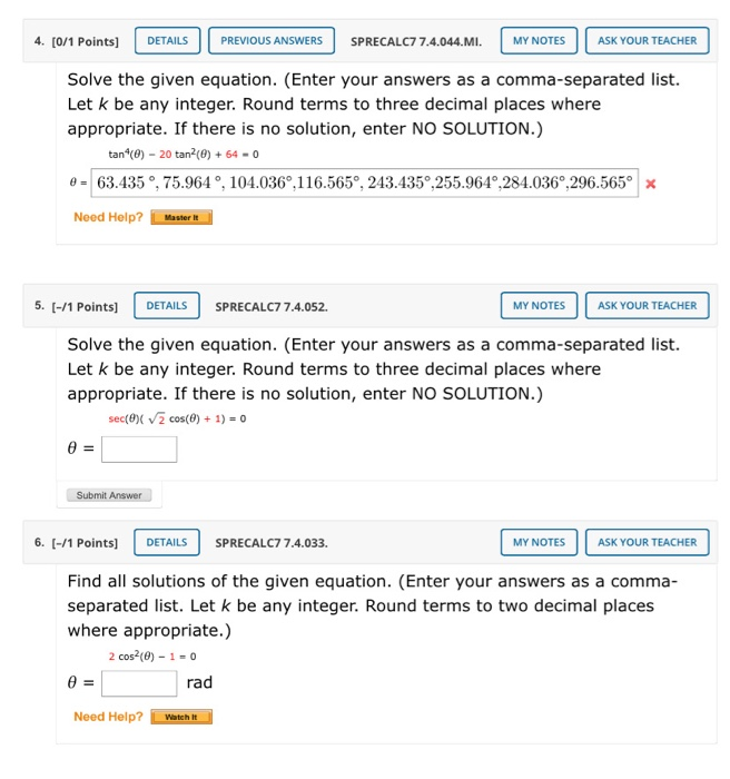 Solved 4 [0 1 Points Details Previous Answers Sprecalc7