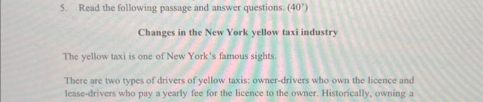 Solved 5. Read the following passage and answer questions. | Chegg.com