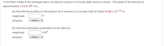 Solved In the Bohr model of the hydrogen atom, an electron | Chegg.com
