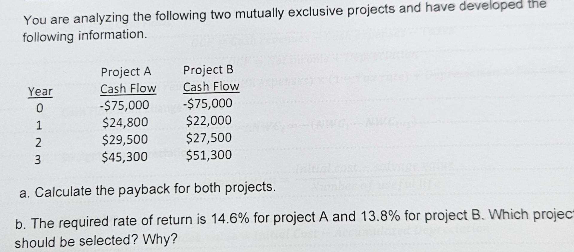 Solved You are analyzing the following two mutually | Chegg.com