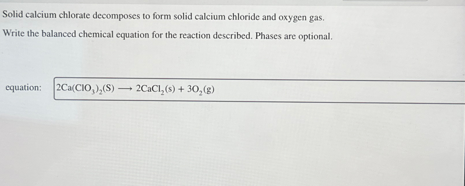 Solved Solid calcium chlorate decomposes to form solid | Chegg.com