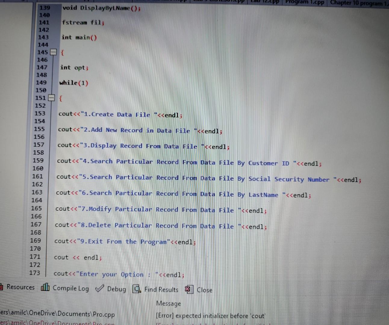 Project Classes Debug Laby CIST2361.cpp AreaRect.txt | Chegg.com