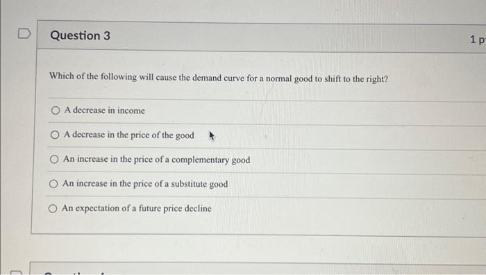 Solved Which of the following will cause the demand curve | Chegg.com