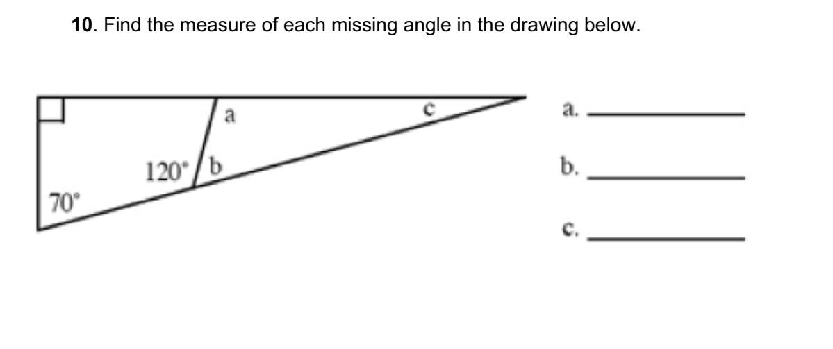 Solved 10. Find The Measure Of Each Missing Angle In The | Chegg.com