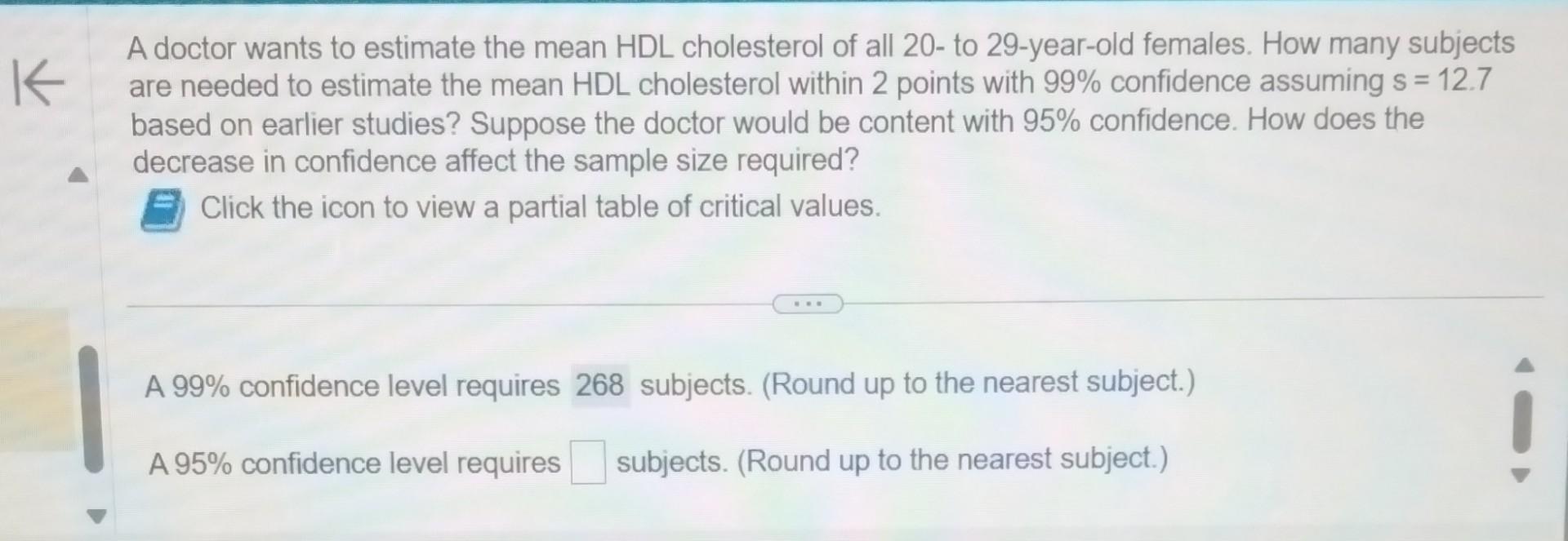 solved-a-doctor-wants-to-estimate-the-mean-hdl-cholesterol-chegg