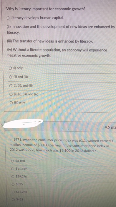 Solved Why Is Literacy Important For Economic Growth 1 Chegg
