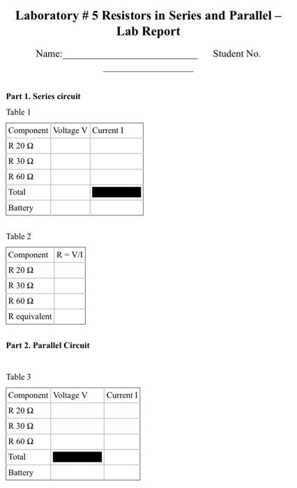 Solved Laboratory # 5 Resistors in Series and Parallel --- | Chegg.com