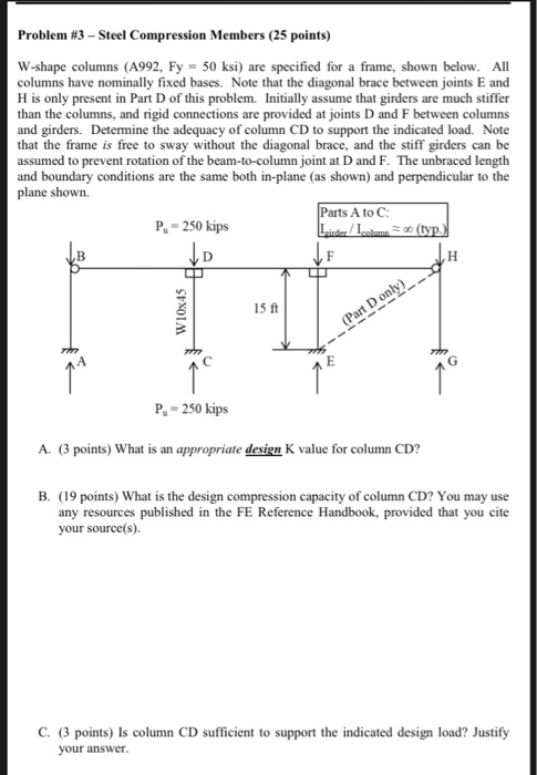 Problem #3 - Steel Compression Members (25 points) | Chegg.com