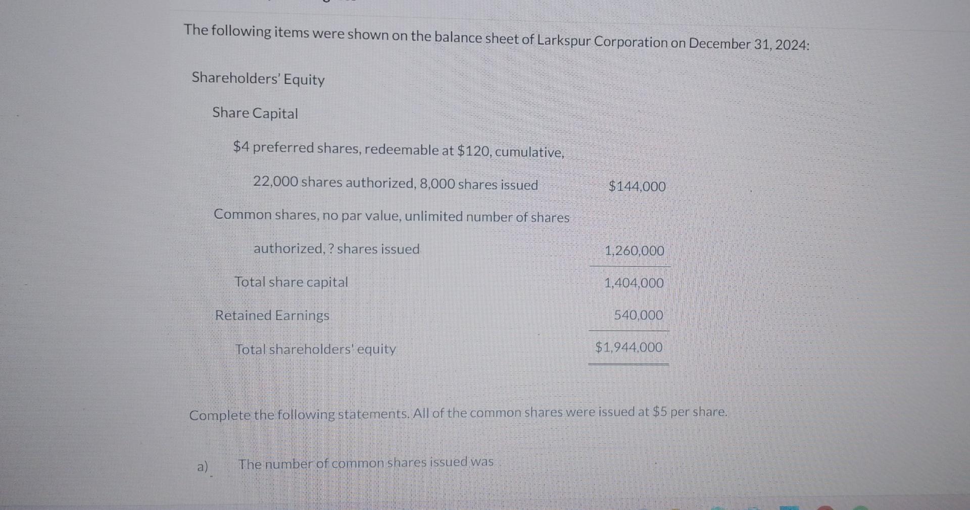 Solved The Following Items Were Shown On The Balance Sheet | Chegg.com