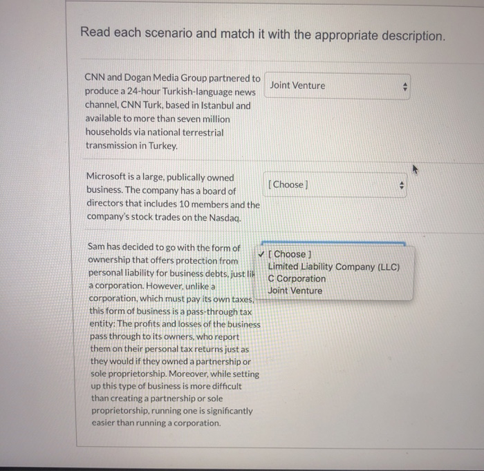 Solved Read Each Scenario And Match It With The Appropria