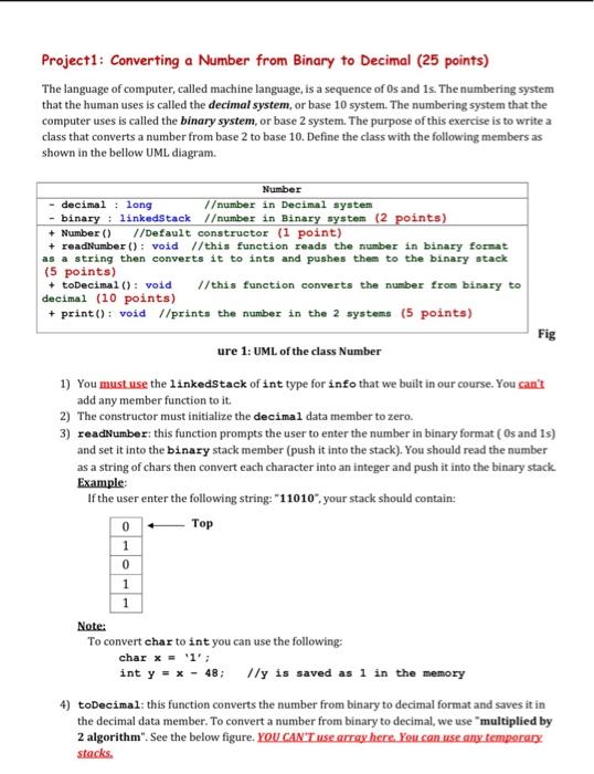 Solved Project1: Converting a Number from Binary to Decimal | Chegg.com