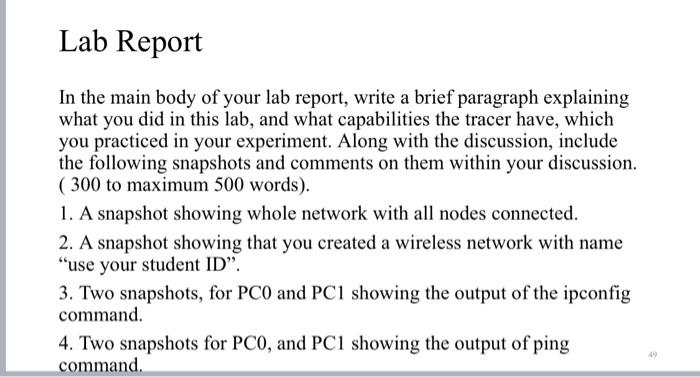 Solved Lab Report In the main body of your lab report, write | Chegg.com