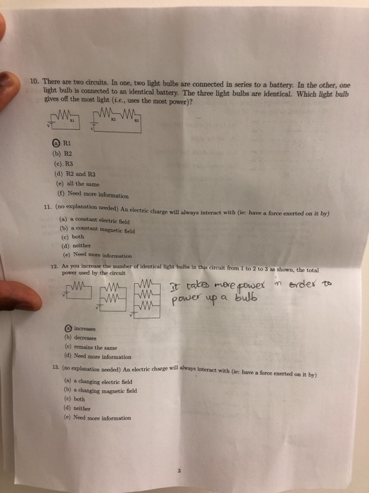 Solved 10 There Are Two Circuits In One Two Light Bulb Chegg Com