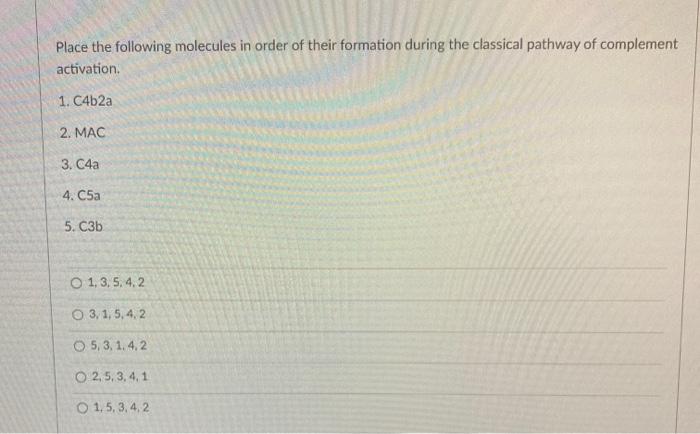 Solved Place the following molecules in order of their | Chegg.com