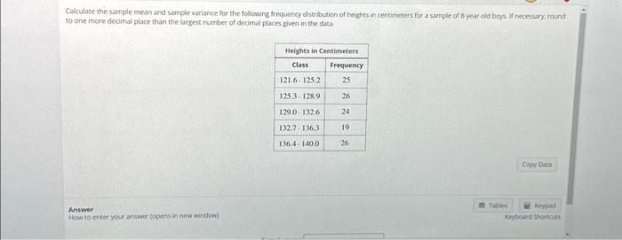 Solved Calculate the sample mean and sample variance for the | Chegg.com