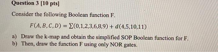 Solved Consider The Following Boolean Function F. | Chegg.com