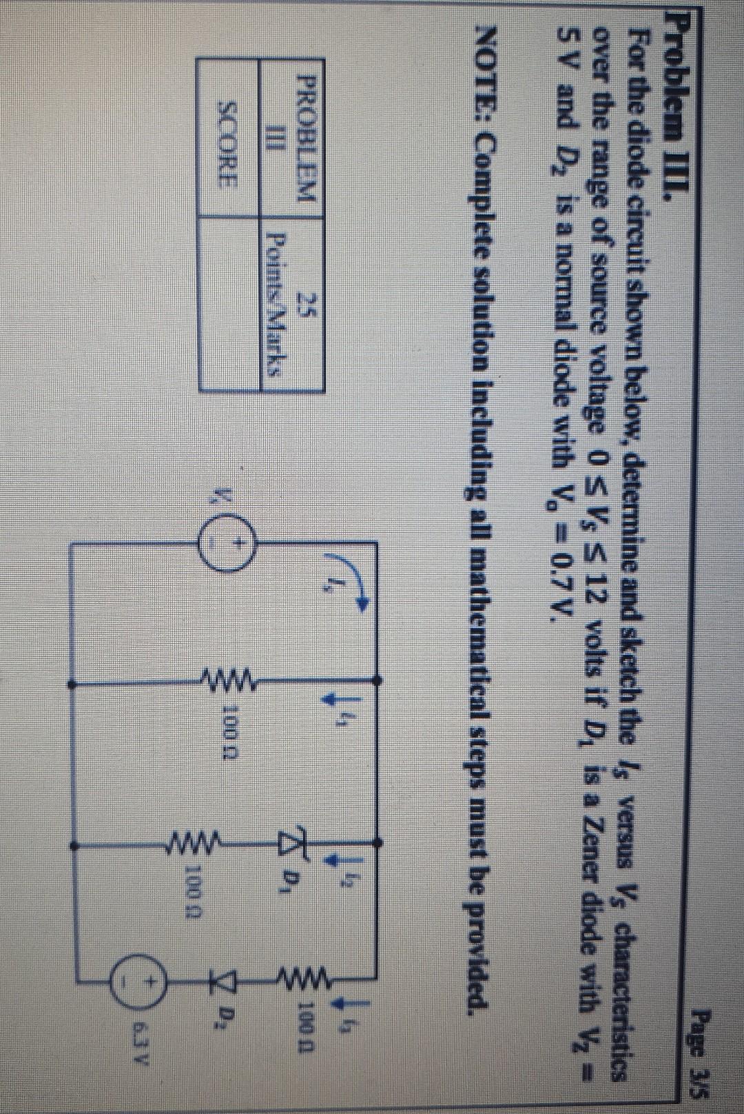 Solved Page 315 Problem III. For the diode circuit shown | Chegg.com