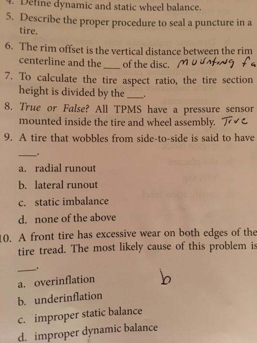 Solved 4. Define dynamic and static wheel balance. cribe the