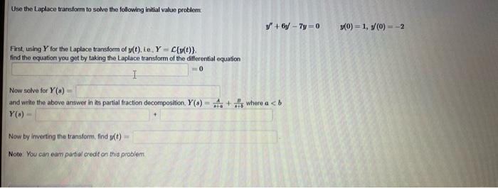 Solved Use the Laplace transform to solve the folowing | Chegg.com