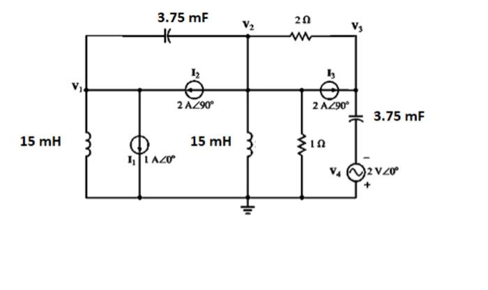 Solved If w = 400/3 rads/s, find the voltages at the nodes | Chegg.com