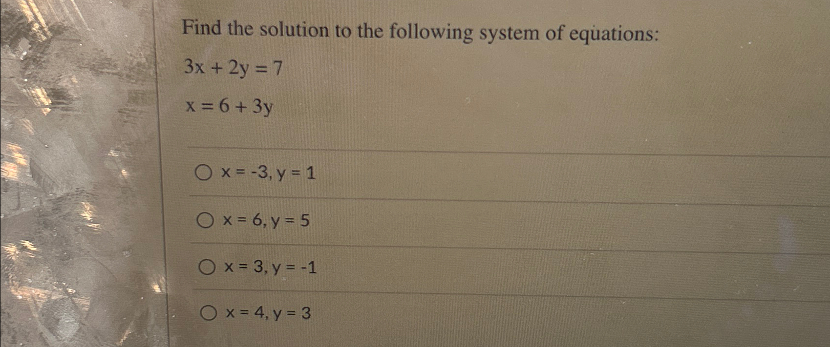 Solved Find the solution to the following system of | Chegg.com