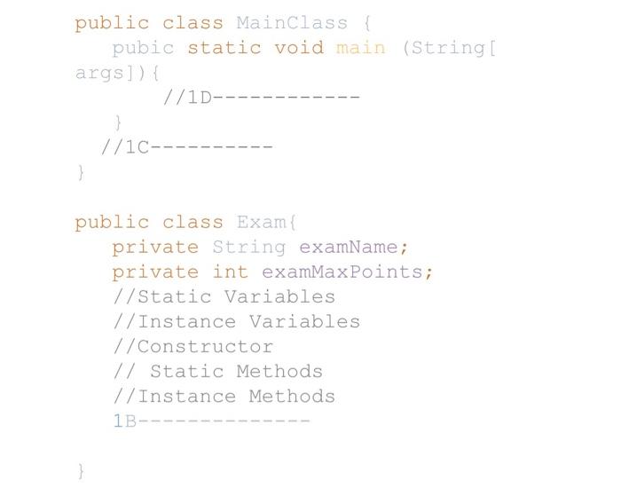 Solved 1. public class Exam // Static Variables Instance | Chegg.com