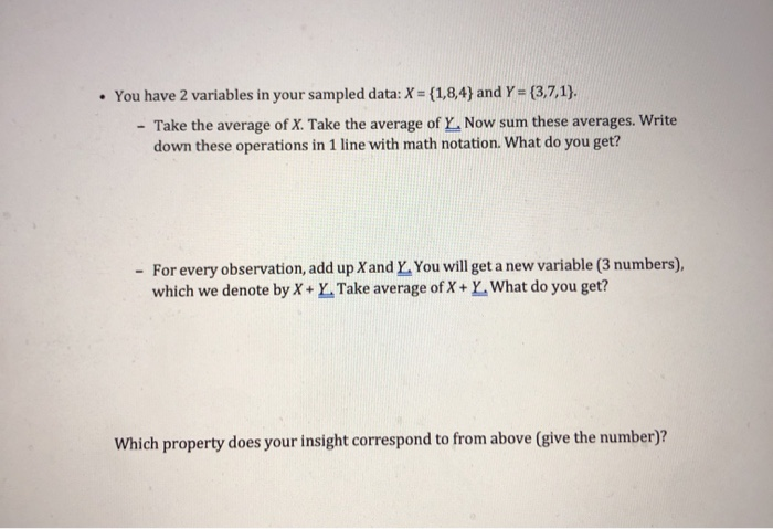 Solved • You have 2 variables in your sampled data: X = | Chegg.com