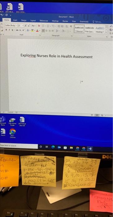 Solved Exploring Nurses Role in Health Assessment Exploring | Chegg.com