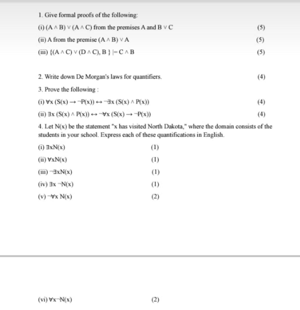 Solved (5) 1. Give Formal Proofs Of The Following: (AB) | Chegg.com