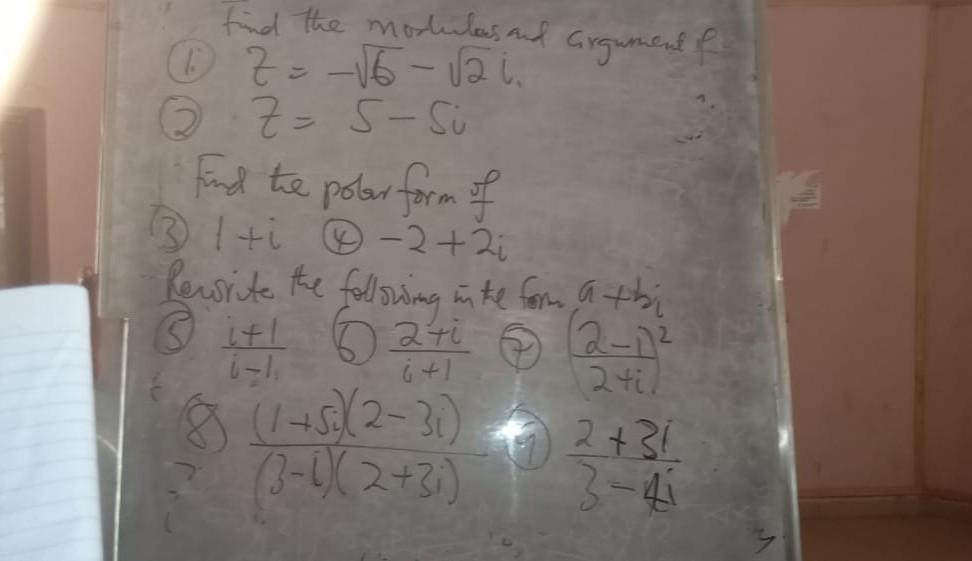 Solved Find The Moslulas Al Cirgument F Z−6−2iz5−5i Find 5661