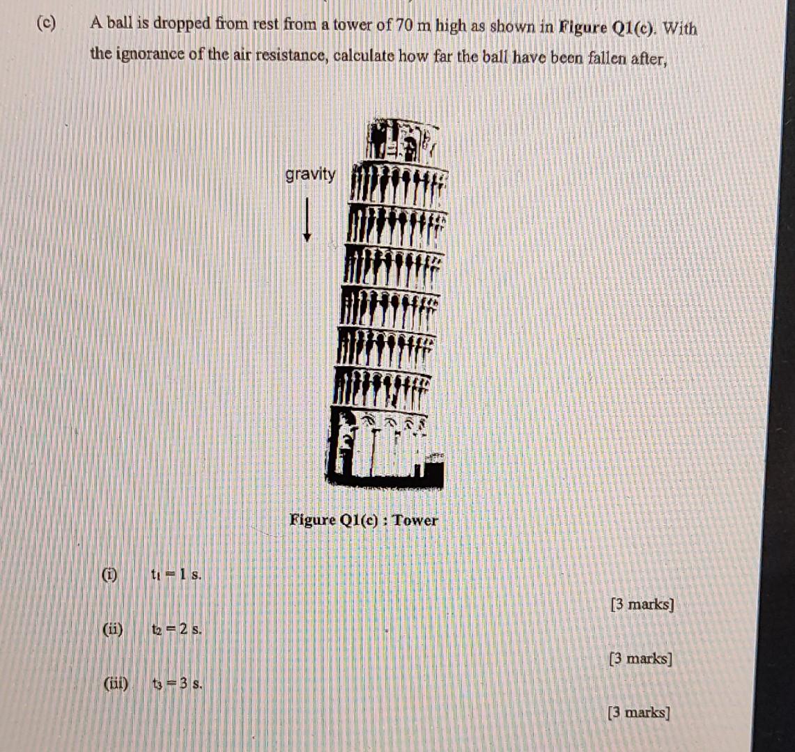 Solved A ball is dropped from rest from a tower of 70 m high | Chegg.com